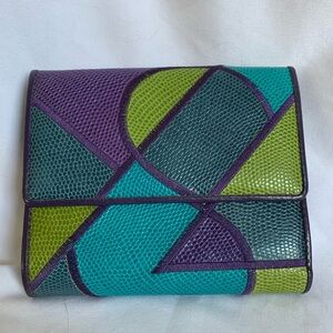Yves Saint Laurent Bifold Vintage Leather Colourful Wallet